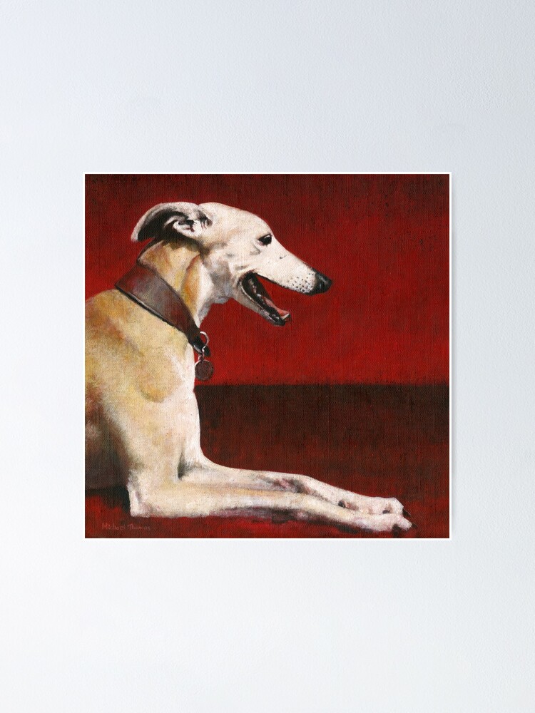 Whippet On Red" Poster for by mictomart | Redbubble