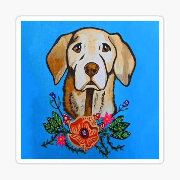 Floral Golden Retriever Sticker