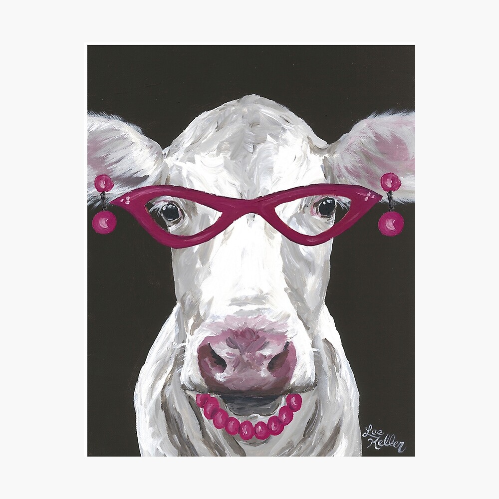 Poster Art De Vache Drole Vache Avec Des Lunettes Par Leekellerart Redbubble