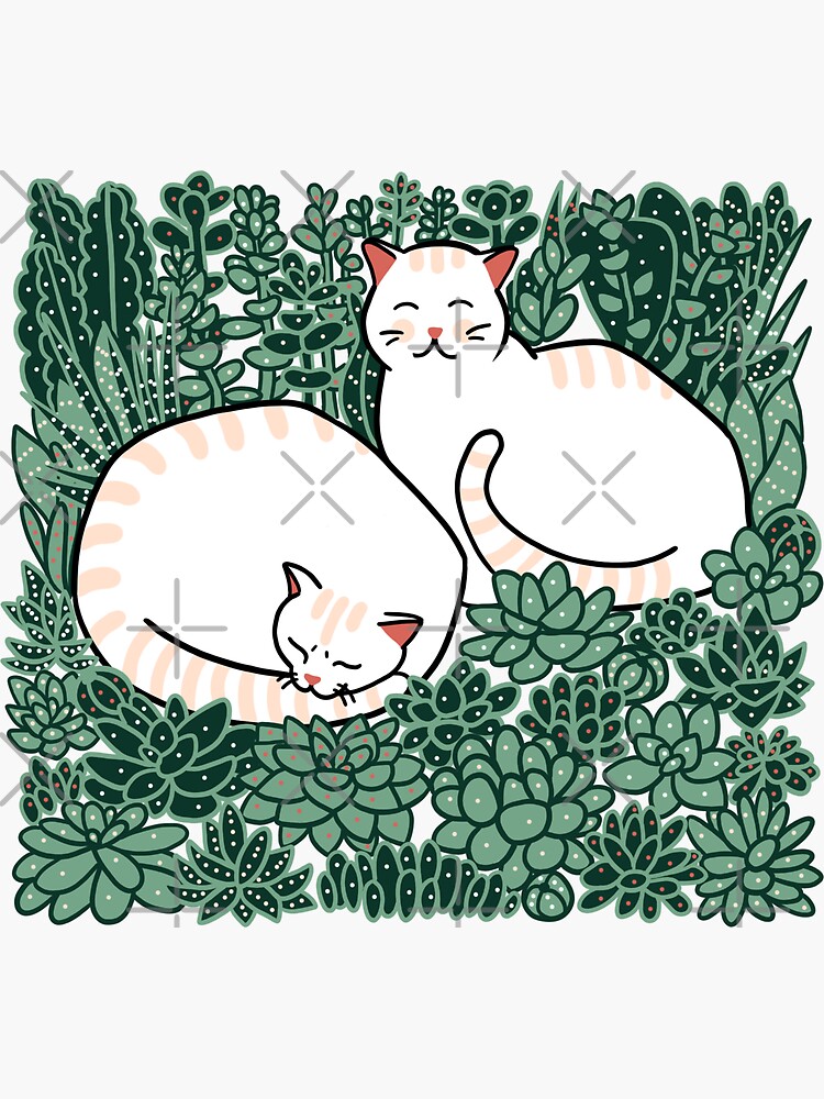 Cats in a succulent garden by Elenanaylor