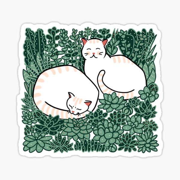 Cats in a succulent garden Sticker