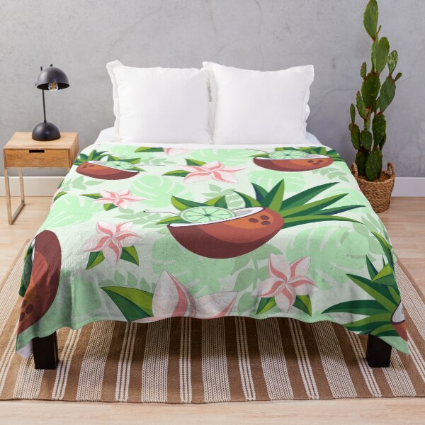 Item preview, Lime in Coconut with Pink Plumeria Flowers Tropical Summer Pattern designed and sold by BluedarkArt.