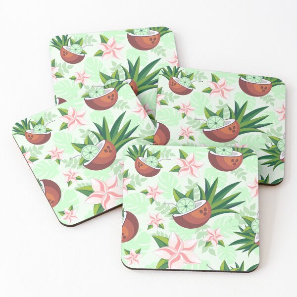 Item preview, Lime in Coconut with Pink Plumeria Flowers Tropical Summer Pattern designed and sold by BluedarkArt.