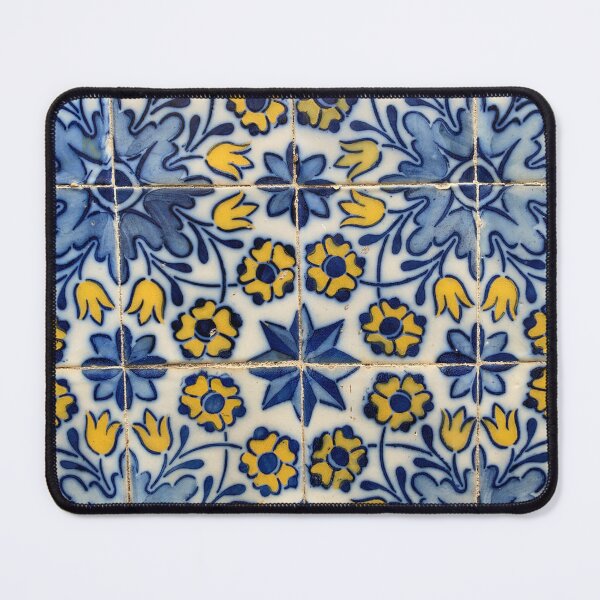 Item preview, A Close up of Blue and Yellow Ceramic Tiles designed and sold by NancyKHajjar.