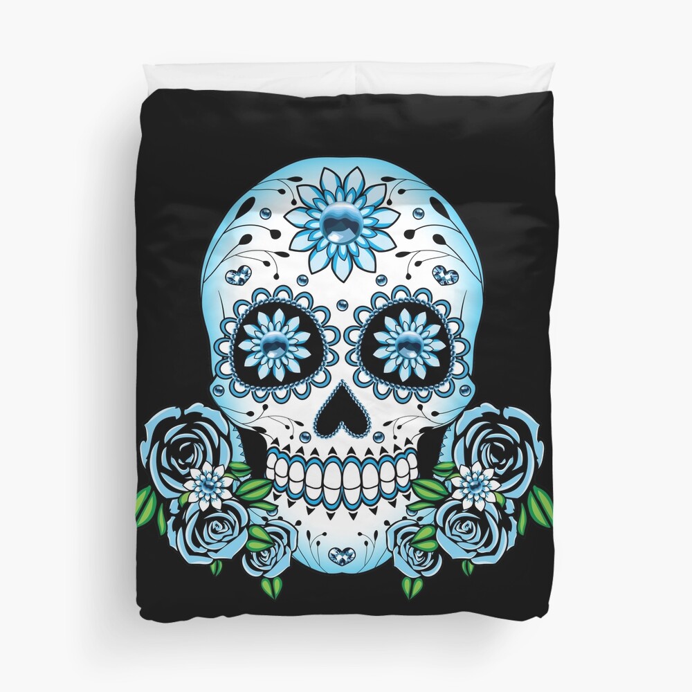 Discover Mexican skull blue Duvet Cover