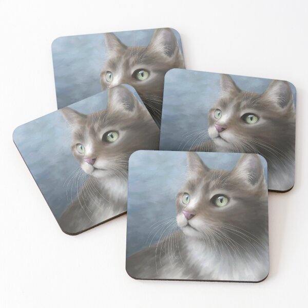 Item preview, Cat Portrait 682 blue designed and sold by artbylucie.