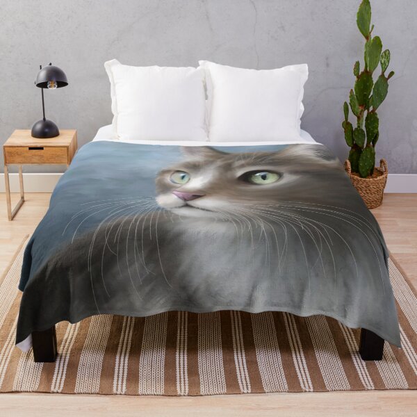 Item preview, Cat Portrait 682 blue designed and sold by artbylucie.