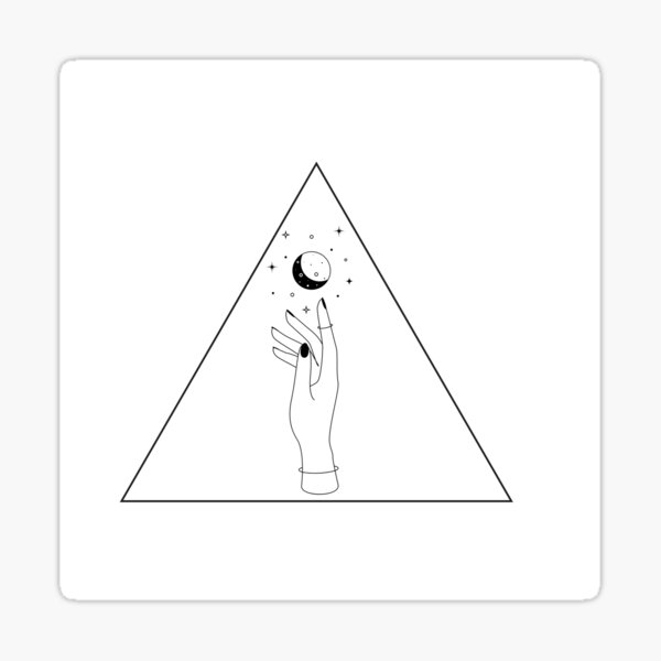 triangle, hand to the moon , hippie Sticker