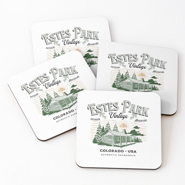 Item preview, Vintage Rocky Mountains Rustic Cabins Estes Park Colorado designed and sold by CattlettArt.