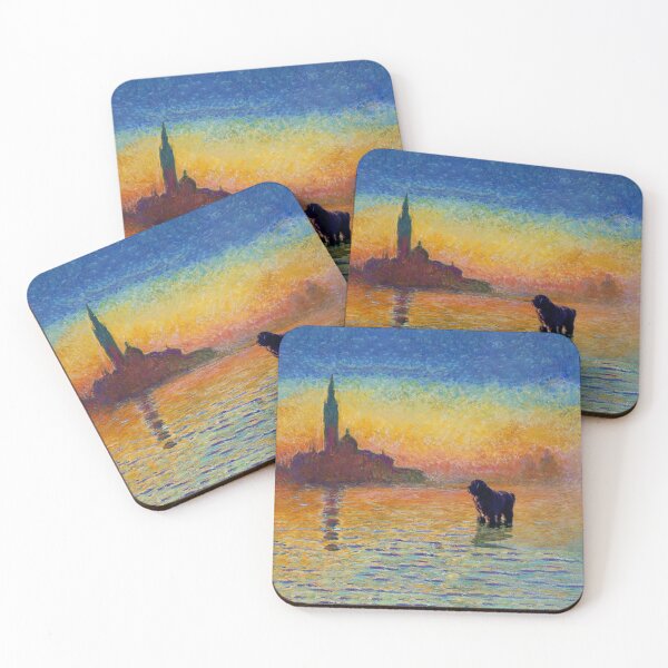 Item preview, Newfoundland Dog Swimming in Venice Twilight Monet Painting designed and sold by Christine Mullis.