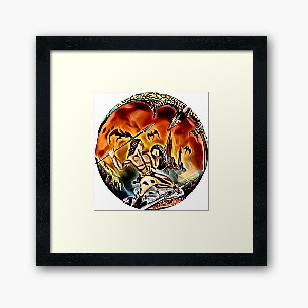 Item preview, Man Fighting Dragon designed and sold by GrudleBay.