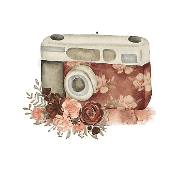 Artwork thumbnail, Vintage Camera with Roses by HappyLifeCreate