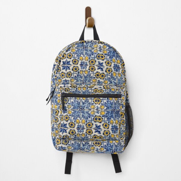 Item preview, A Close up of Blue and Yellow Ceramic Tiles designed and sold by NancyKHajjar.