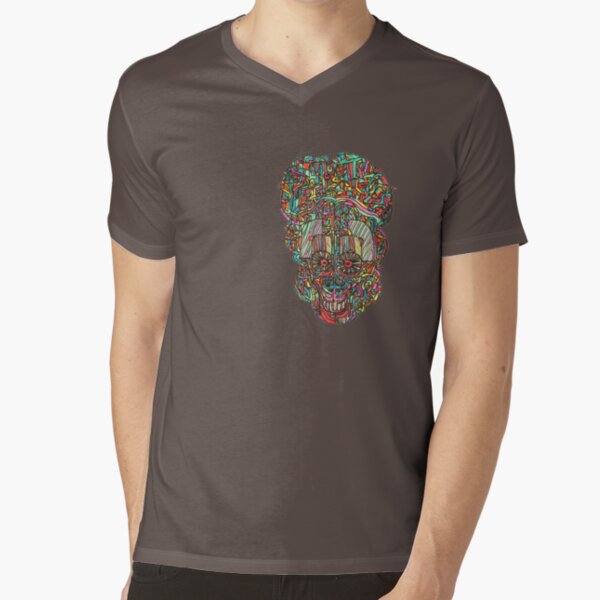 acid skull V-Neck T-Shirt