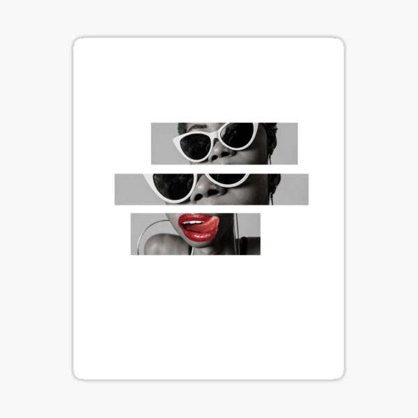 art, black and white , lips Sticker