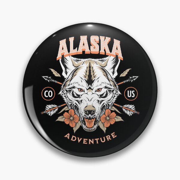 Item preview, Denali Juneau anchorage Fairbanks North Pole Wolf Head Vintage Alaska designed and sold by CattlettArt.