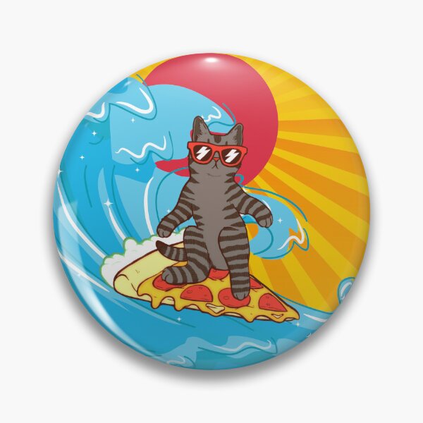 Item preview, Surfing Tabby Cat on Pizza: Japanese Inspired Sunset 3 designed and sold by OutofFocusShop.