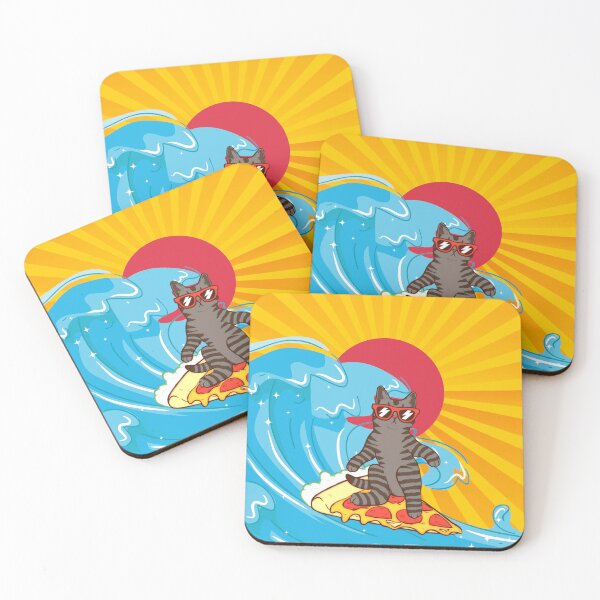 Item preview, Surfing Tabby Cat on Pizza: Japanese Inspired Sunset 3 designed and sold by OutofFocusShop.