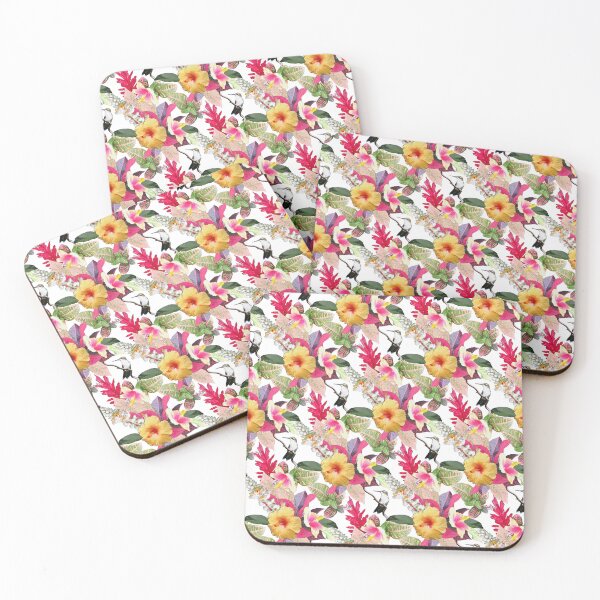Item preview, Hummingbird and yellow Hibiscus - Tropical Floral designed and sold by BrushIdyl.