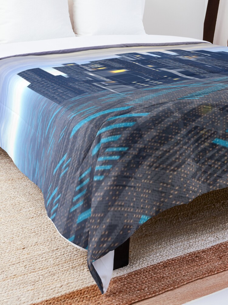 Alternate view of Futuristic City Scene Comforter