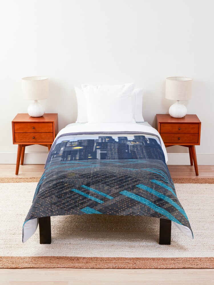 Alternate view of Futuristic City Scene Comforter