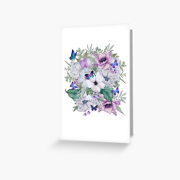 Item preview, Romantic Purple and Blue Butterflies and Flowers designed and sold by tomorrowsart.