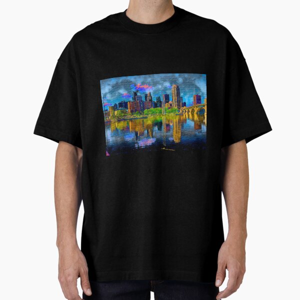 Minneapolis Skyline - Blue Oversized T-Shirt