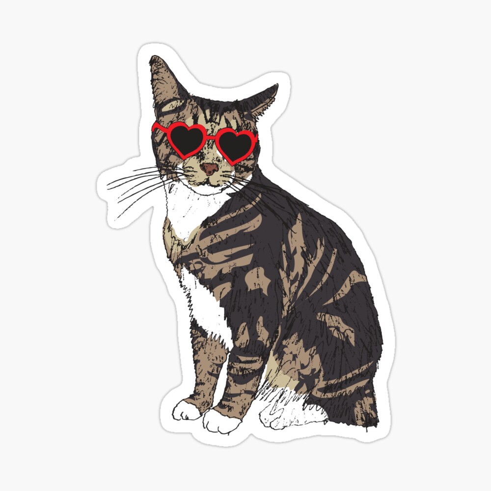 Poster Chat Avec Des Lunettes De Coeur Par Lmdyp Redbubble