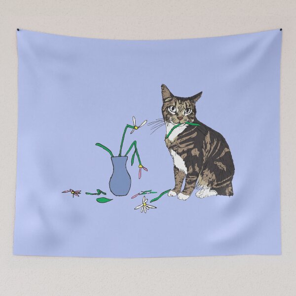Item preview, Cat & Destroyed Flowers designed and sold by lmdyp.