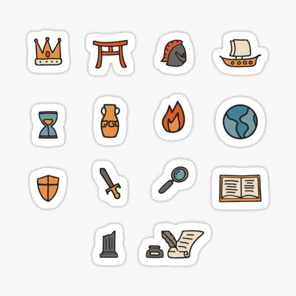 Cute History Icons Colorful Pattern design Sticker