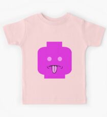 Rude Minifig Face Sticking Tongue Out Kids Tee