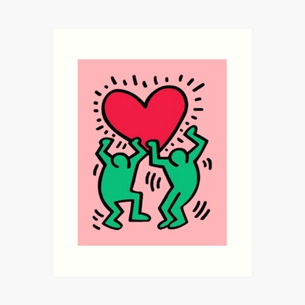 pink heart love Art Print