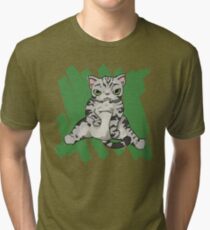 Camiseta de tejido mixto American Shorthair Cat scratch