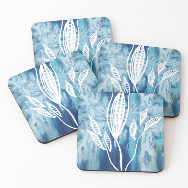 Item preview, Leaves Floral Pattern In Teal Blue Elegance IV designed and sold by Irina Sztukowski.
