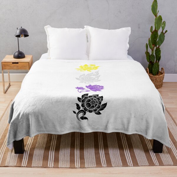 Item preview, Asian Flower Art Non Binary. Nonbinary Pride designed and sold by Subtle Pride Shop.