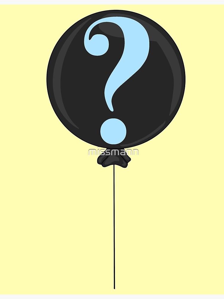 "Blue Question Mark Balloon With Yellow Background " Poster for Sale by