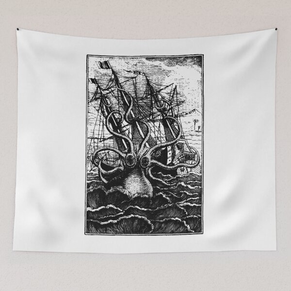 Item preview, Vintage Kraken attacking ship illustration  designed and sold by jarettexistence.