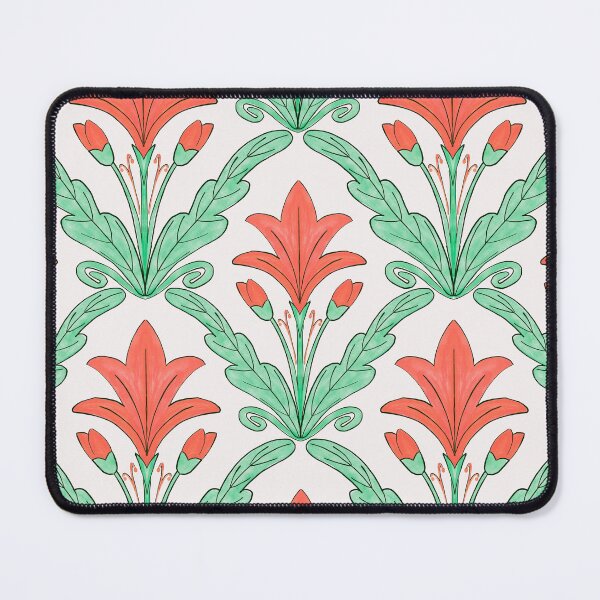 Item preview, Regency style modern floral damask medallion pattern in nelon pink and mint green  designed and sold by FrancesPoff.