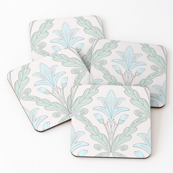 Item preview, Regency style modern floral damask medallion pattern in turquoise and sage  designed and sold by FrancesPoff.