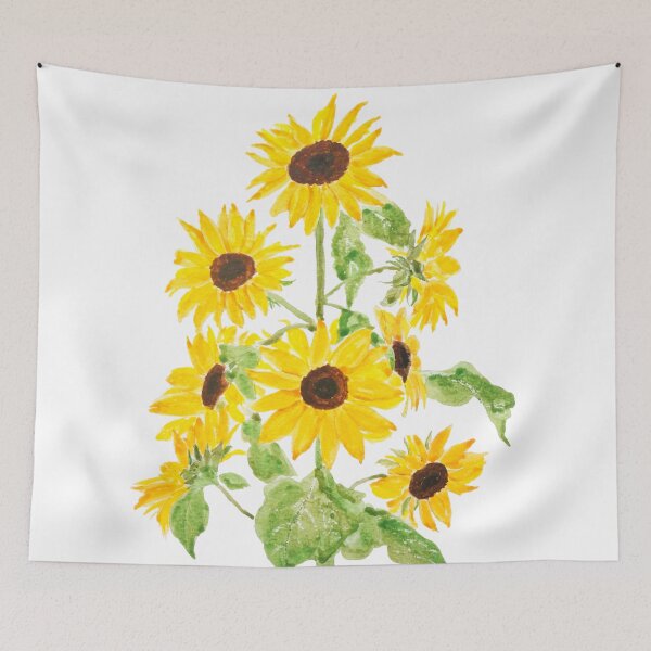 Artikelvorschau, handgemaltes gelbes Sonnenblumen-Aquarell 2021 entworfen und verkauft von SelenePaintings .
