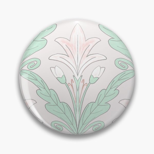 Item preview, Regency style modern floral damask medallion pattern in soft  pink and pale  mint green  designed and sold by FrancesPoff.