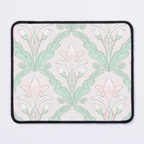 Item preview, Regency style modern floral damask medallion pattern in soft  pink and pale  mint green  designed and sold by FrancesPoff.