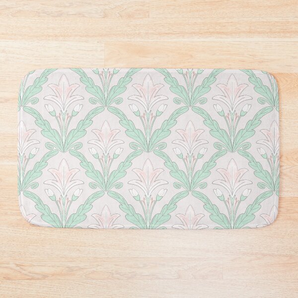 Item preview, Regency style modern floral damask medallion pattern in soft  pink and pale  mint green  designed and sold by FrancesPoff.