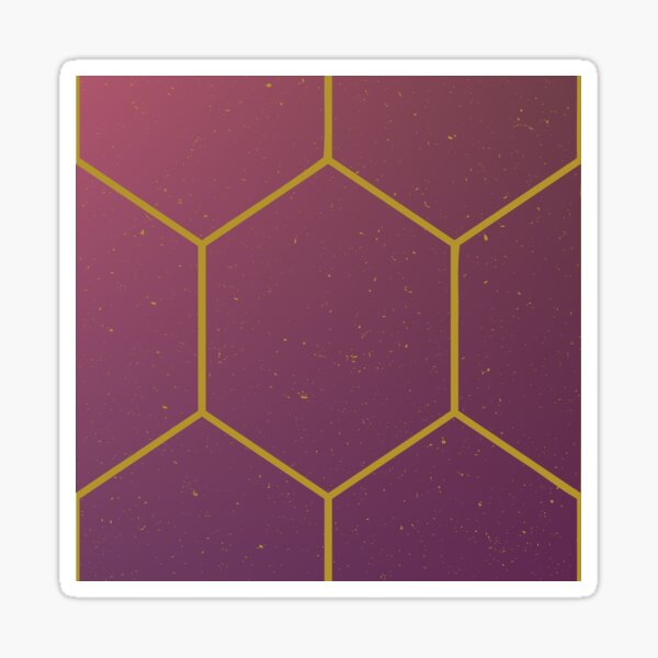 Hexagonal Purple and Gold Textured-All Over  Sticker