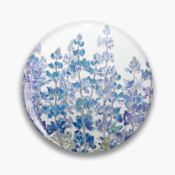 Aperçu de l'œuvre champ horizontal de fleurs de lupin bleues et violettes peintes à la main créée et vendue par SelenePaintings .
