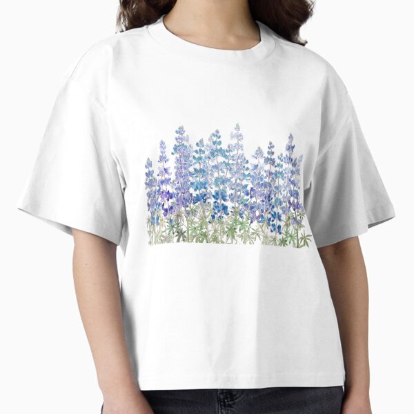 Item preview, hand painted blue purple lupin flowers field horizontal  designed and sold by ColorandColor.