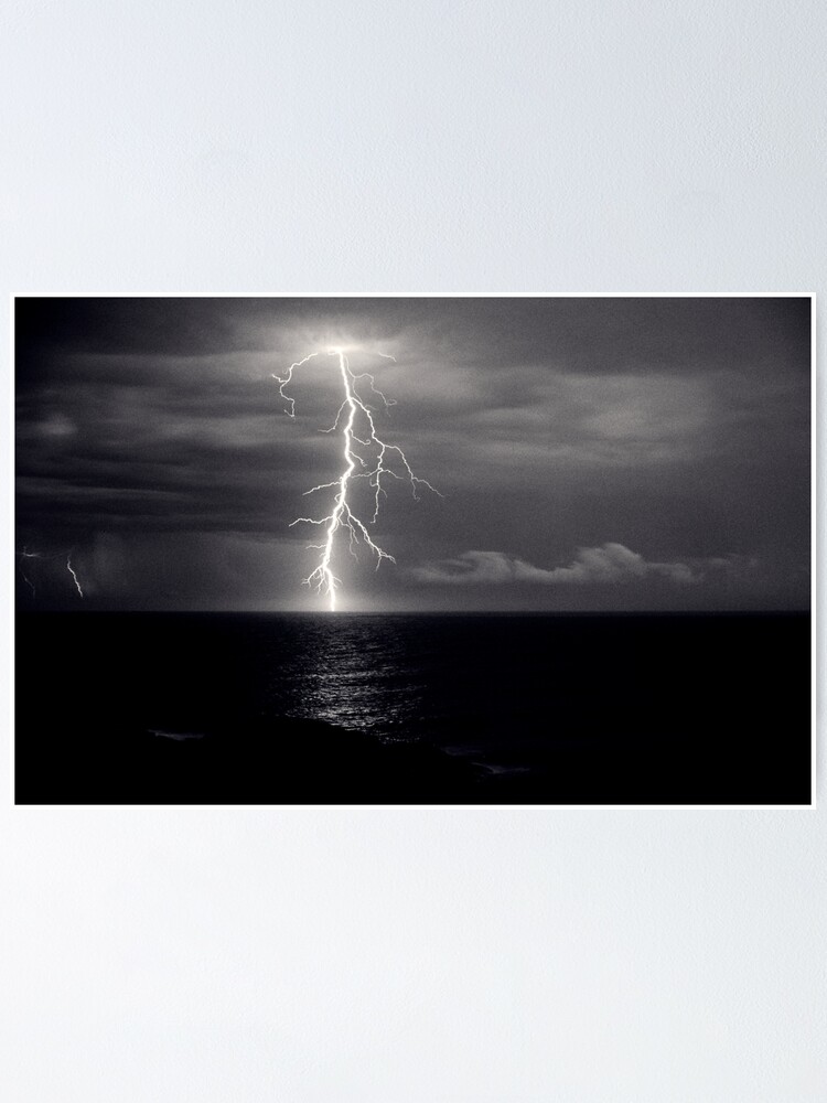 Thumbnail 1 of 3, Poster, Dusk lightning over sea designed and sold by DuncanW.