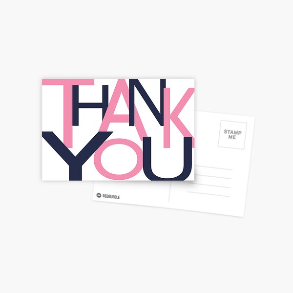 Pink and Navy Thank You Postcard