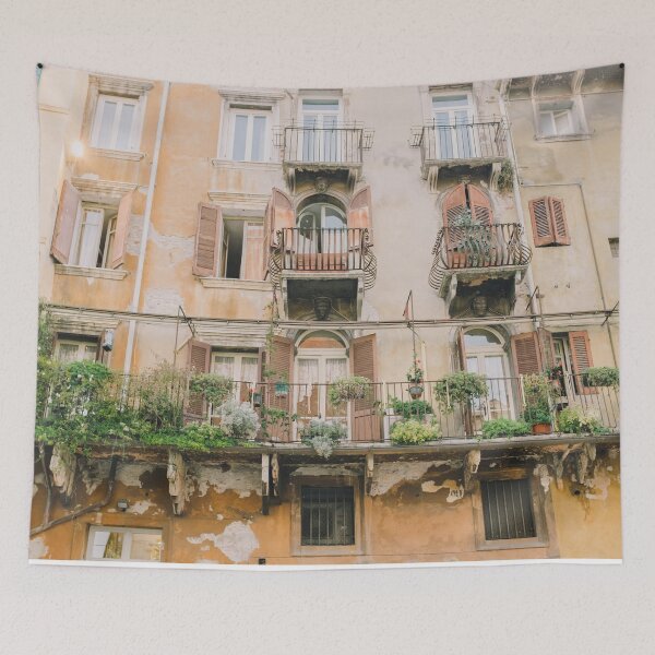 Item preview,  Peach Windows Green plant  Venice & Colorful Italian Architecture designed and sold by anisbbmbrush.