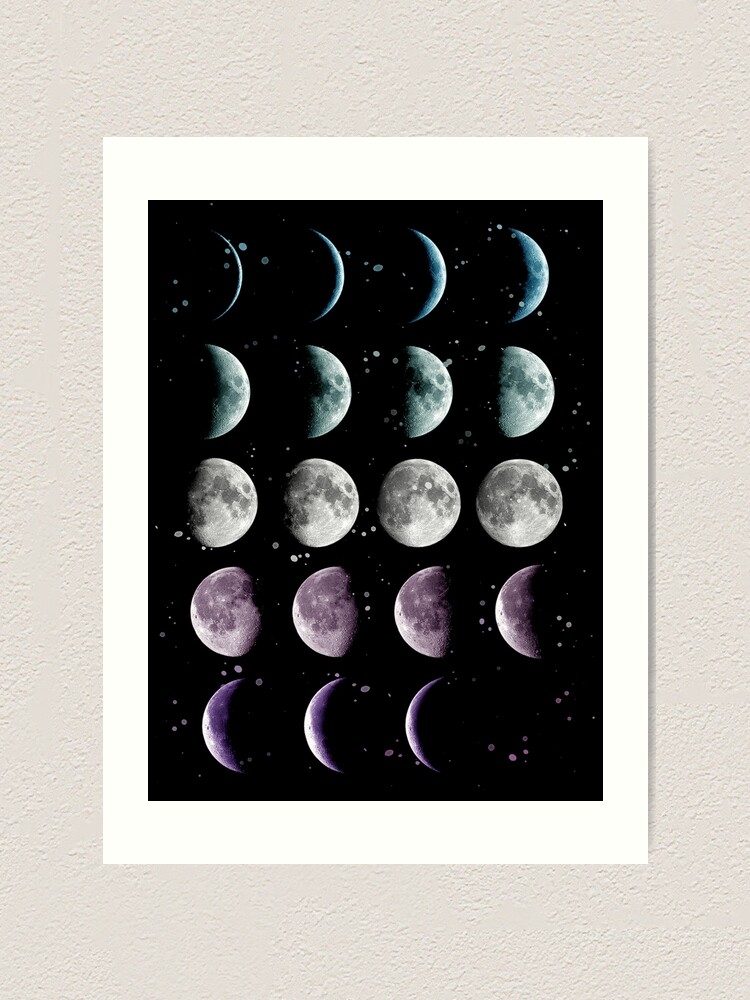 Blue Moon Print, Silver Moon Art Print, Lunar Print Large Square